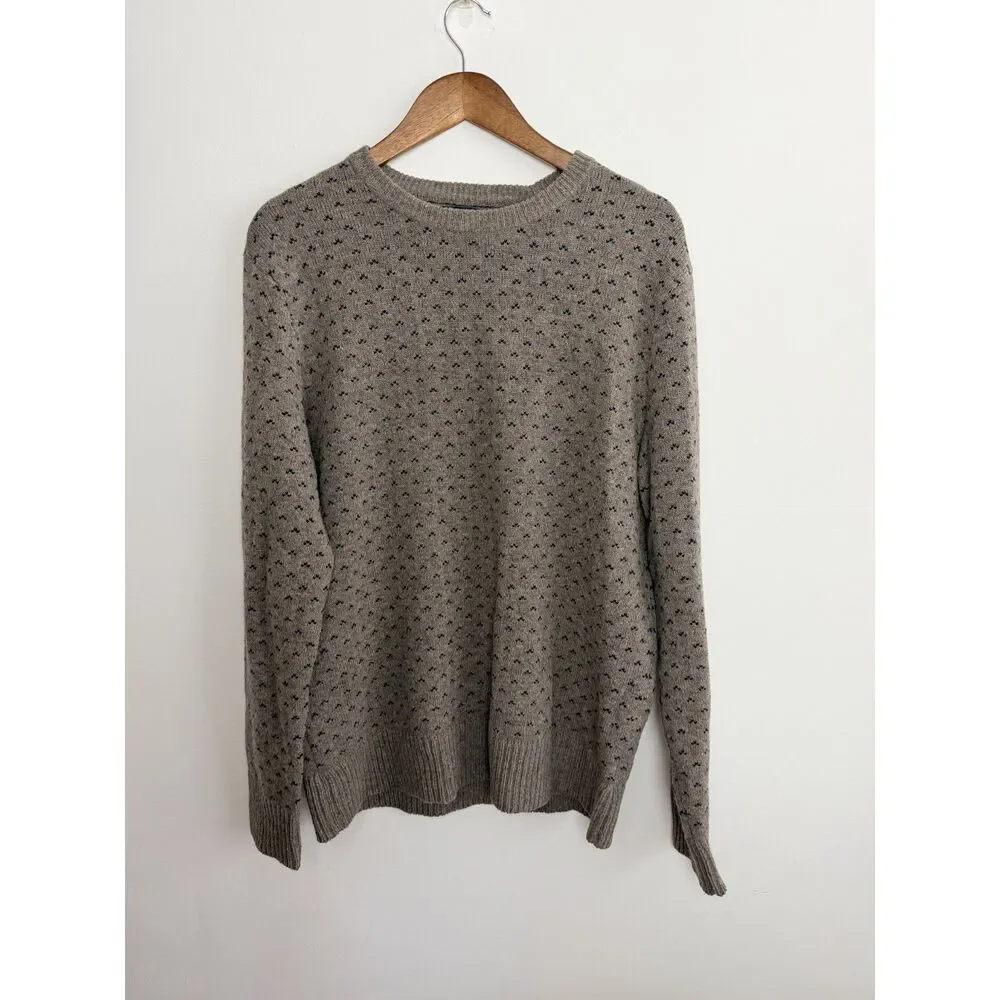 J.Crew 100% Lambswool Sweater Gray Blue Birdseye Crew Neck Men's Large